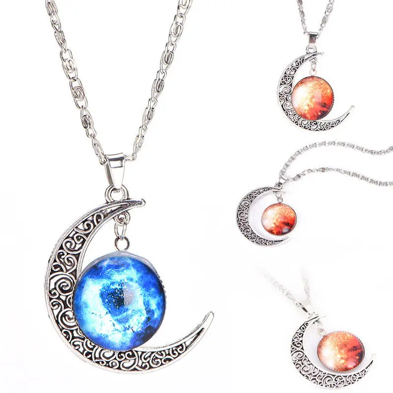 

Women Necklace Statement Necklaces & Pendants Glow In The Dark Luminous Necklace Moon Pendant Silver Plated Fluorescent