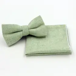 Джентльмена Регулируемая шерсть галстук-бабочка платок комплект шейный платок, носовой платок для Для Мужчин зеленый бабочкой платок
