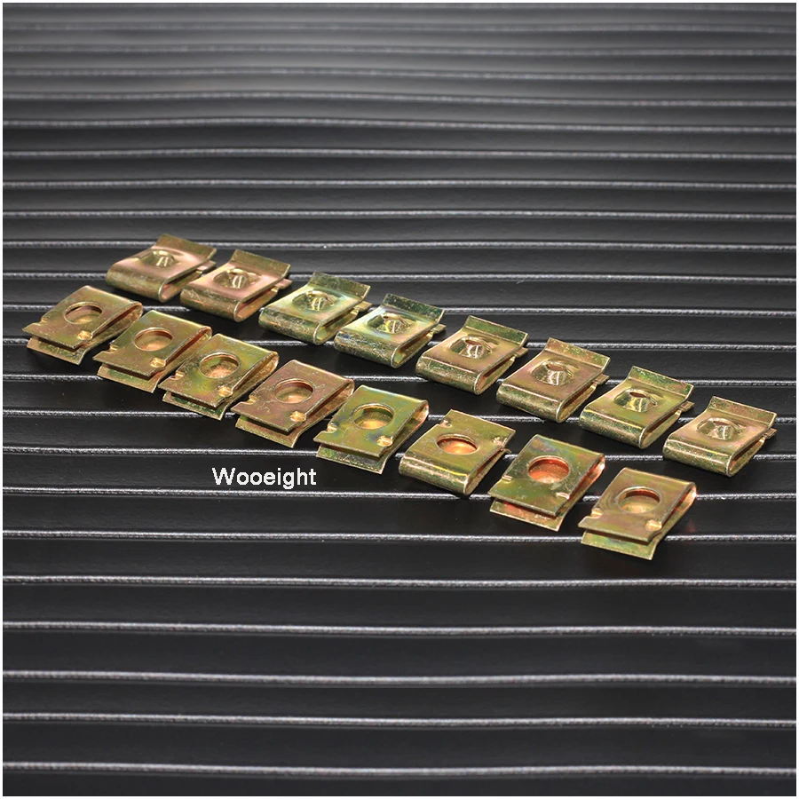 Wooeight 50Pcs Car Fastener Clip Screw Base U Type Nut Mounting Fastener Clips 6mm Dashboard Pannel Speed U-Clips  (2)