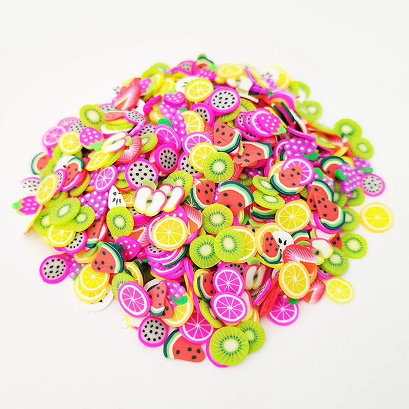 1000Pcs Soft Pottery Slime Fruit Slice Smiley Face Flower Filler Nails Art Tips Slime Fruit For Kids Lizun DIY Slime Accessories