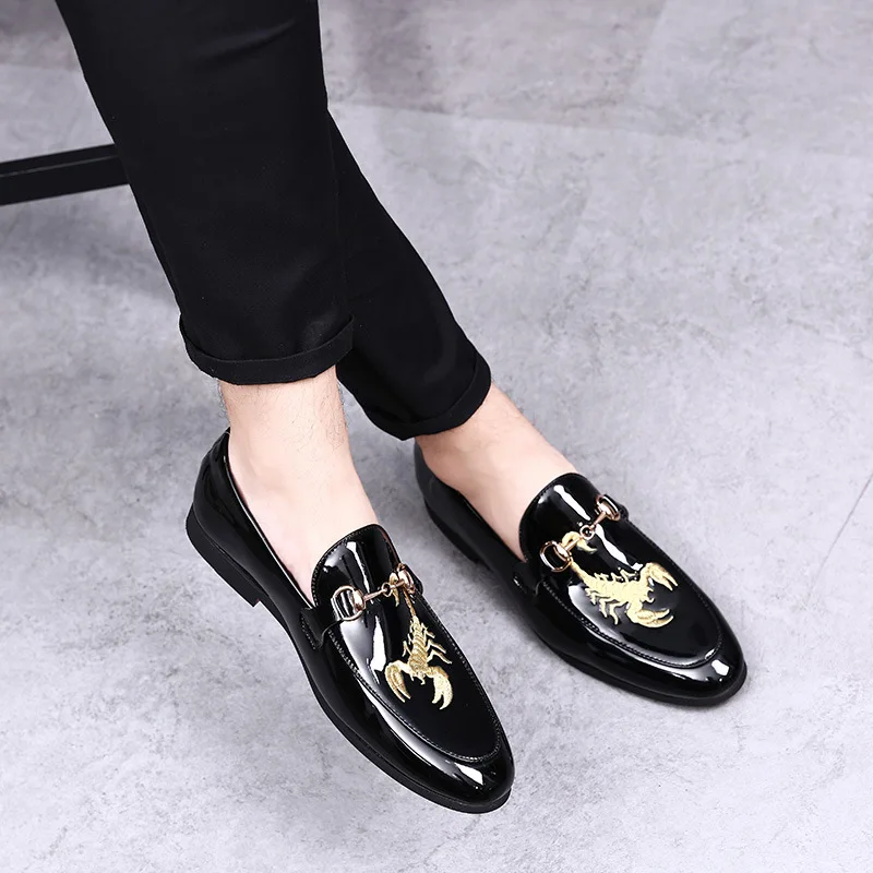 New RUIDENG men party Dress shoes red bottom breathable fashion wedding casual Patent Leather Male Casual Flats high quality