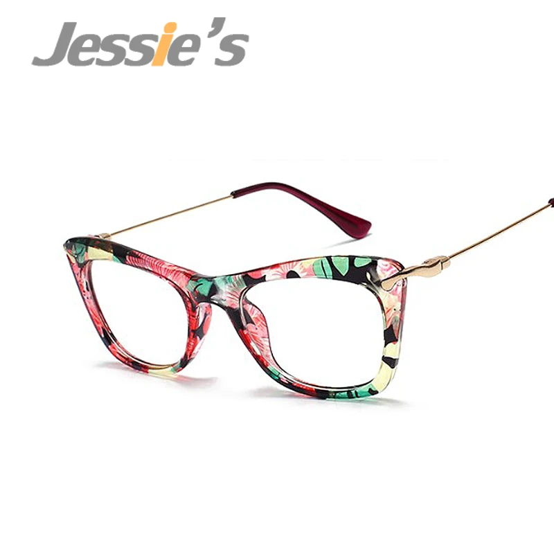 Fashion Print Women Eyewear Frames Optical font b glasses b font Vintage Floral Butterfly Eyeglass Frame