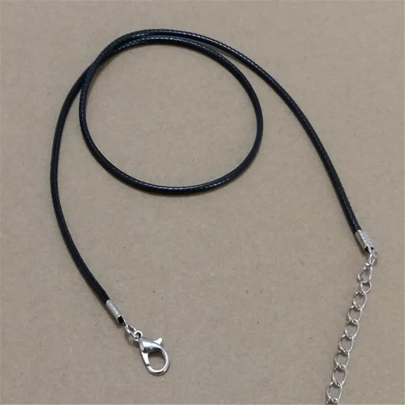 

2mm black pu leather chain necklace for pendant charms string cord lobster clasp chain for diy jewelry making accessories