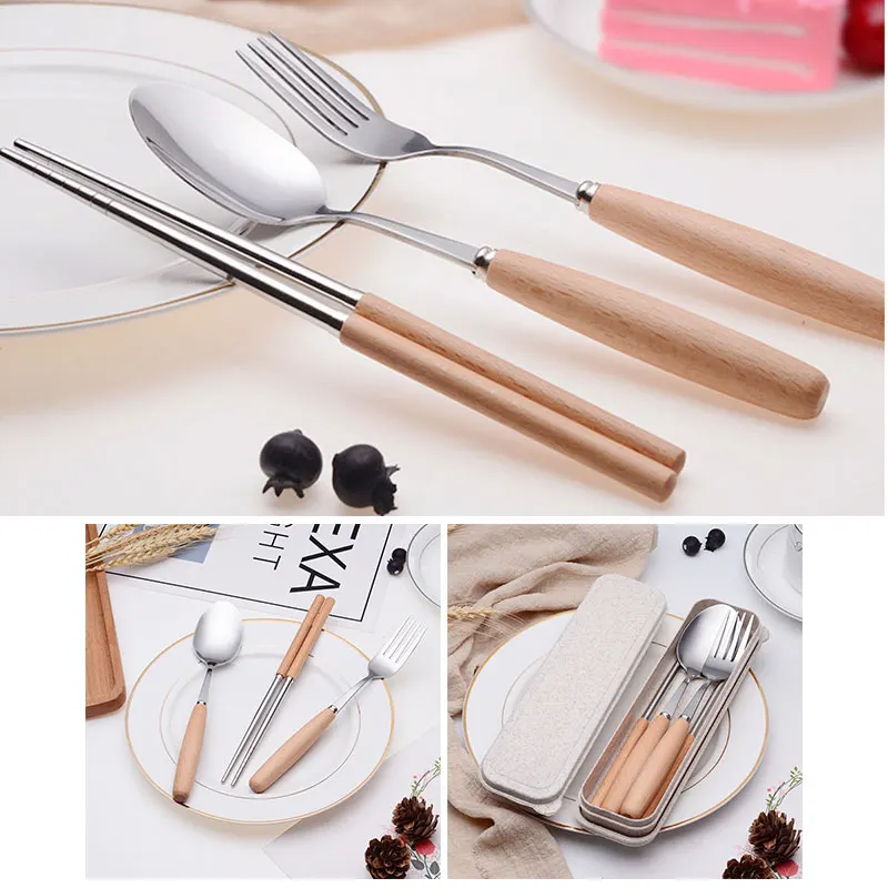 

2019 Wooden Handle Tableware Portable Chopsticks Dinnerware for Dining Set Drop Shipping