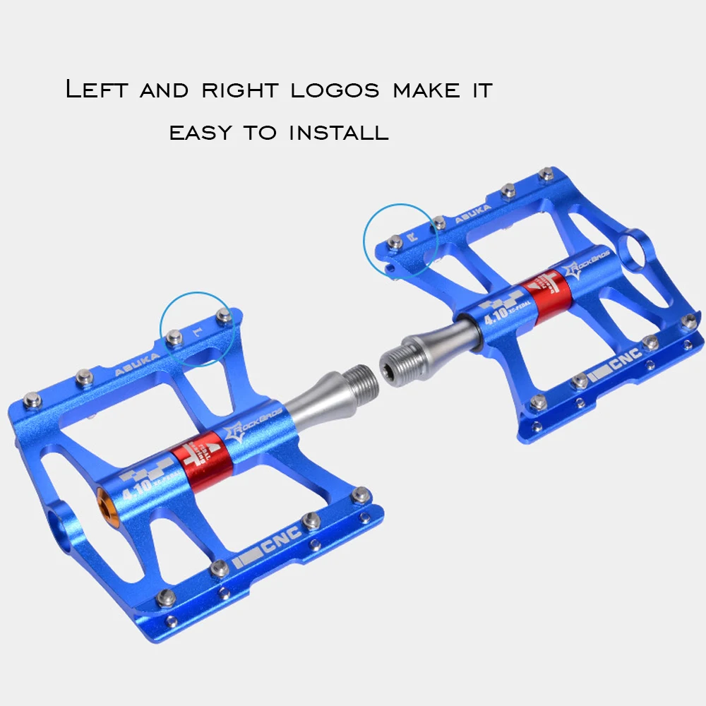 RockBros, велосипедные педали, усовершенствованные, 4 подшипника, качественная горная платформа, плоская, 9/16 дюймов, с отверстиями, сверхлегкие велосипедные педали