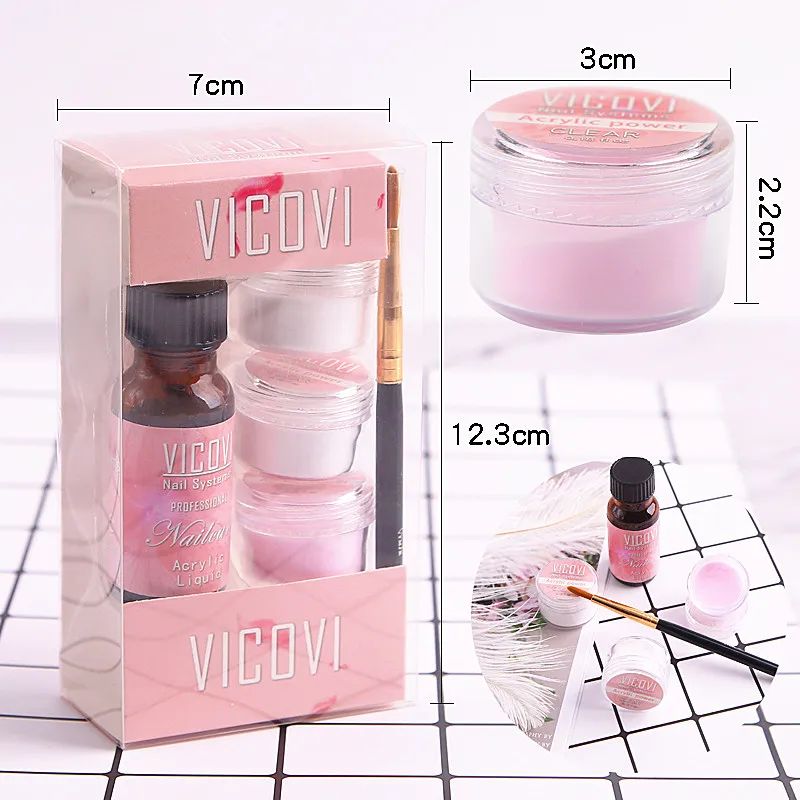 

Acrylic Nail Kit False Nail Tips Builder Polymer Extension Crystal Powder Acrylic Liquid with Brush Nail Art Tools Set