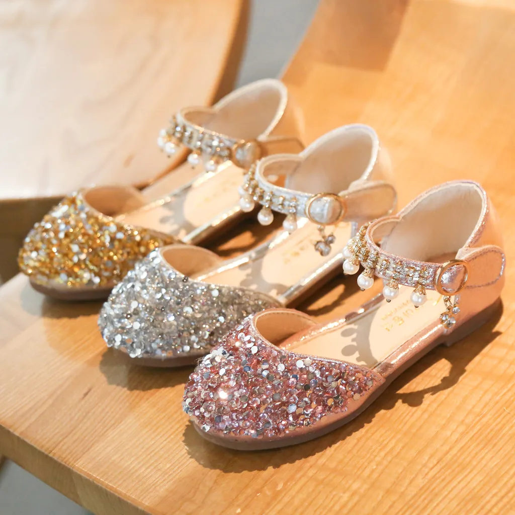 Huang Neeky W#4 Новые Модные Повседневные детские Хрустальные Блестки вечерние обувь для принцессы сандалии