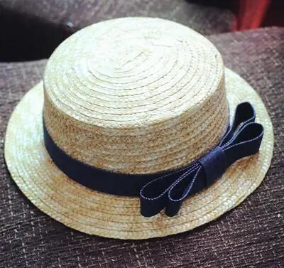 Соломенная шляпа для защиты от солнца, шляпа-канотье для девушек, летние шляпы с бантом для женщин, Пляжная соломенная шляпа на плоской подошве, соломенная шляпа, женская шляпа