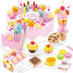 82 шт. шт фрукты день рождения торт резки игрушки раннего развития образования ролевые игры игрушки для ребенка-основной синий/розовый