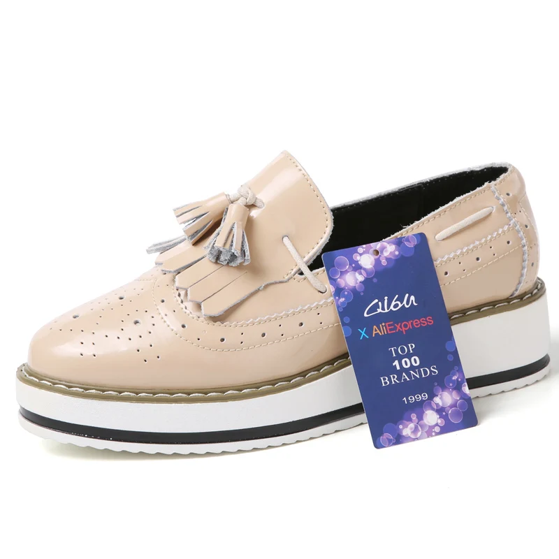 Женские оксфорды высокого качества обувь на сплошной платформе слипоны ...
