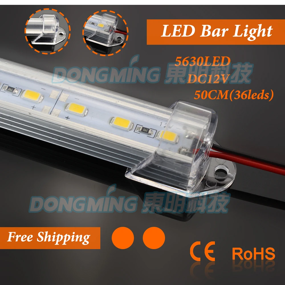 Алюминиевый U профиль LED бар свет 5630 0 5 М 36 светодиодов 12 В с ПК крышка кухня