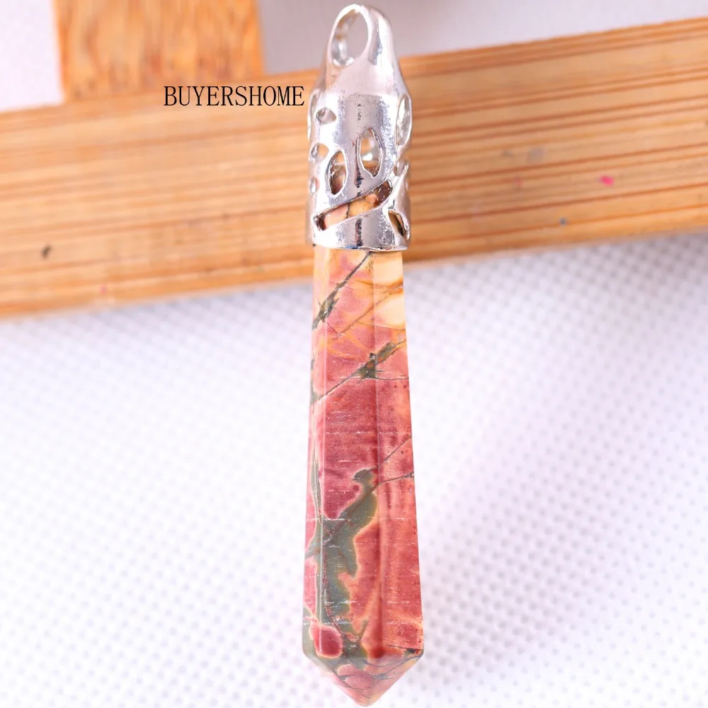 

Free Shipping Jewelry Hexagonal Column 10x60MM Natural Stone Beads Multi Color Picasso Pendant For Necklace 1Pcs RK249