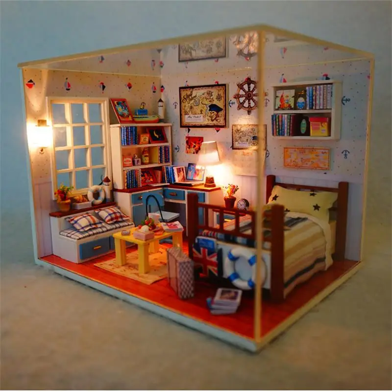 

DIY Doll House kids toys Miniature Dollhouse Model Building Kits Wooden Furnitures Toy Pretend Play kids toys Valentine Gift