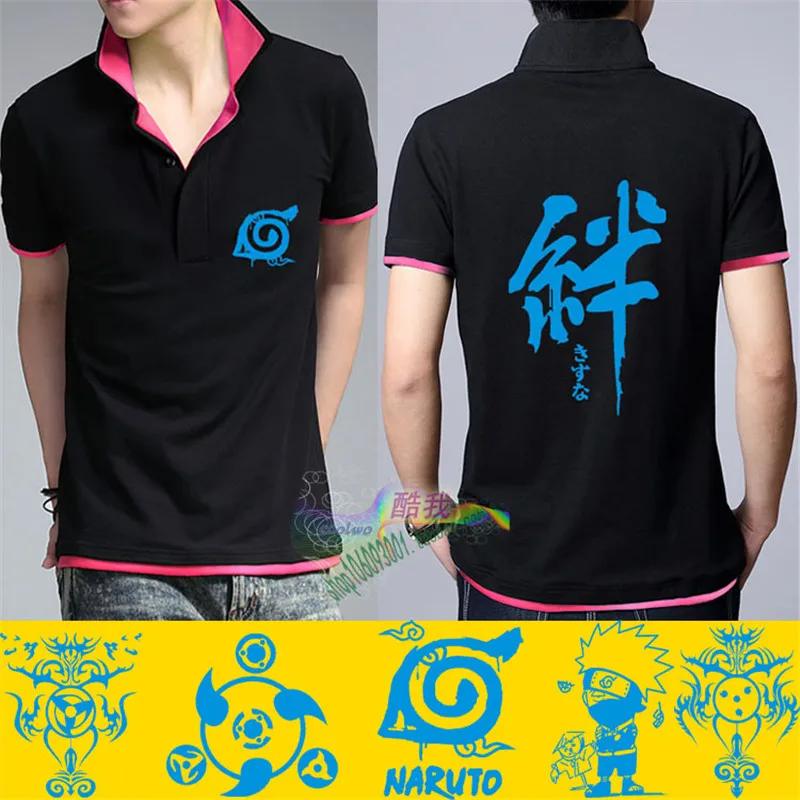 

Naruto Polo Uchiha Sasuke Uzumaki Naruto anime Polo both sides printed top tee