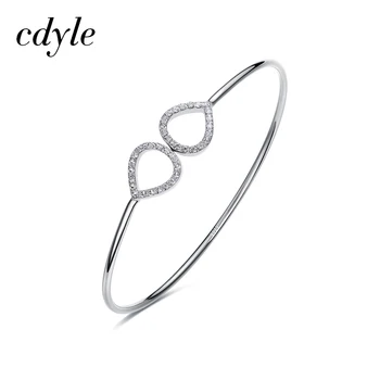 

Cdyle Embellished with crystal Opening Bracelet Women Jewelry 925 Sterling Silver Statement Jewelry Gift