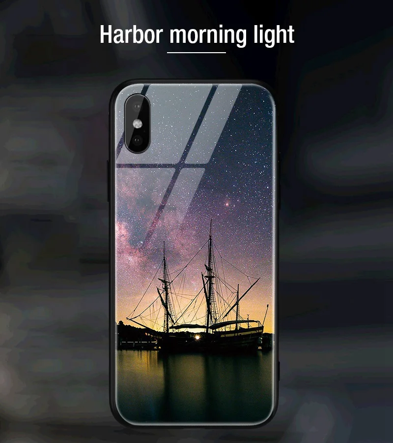 Hisomone Star Space Phone Case For iphone X Cute Patterned Tempered Glass Cover For iPhone 7 8 Plus 6 6S Soft Edge Silicone Capa