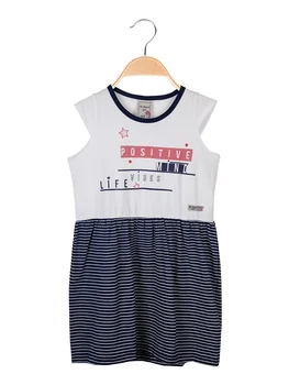 

Dress with writings and striped skirt