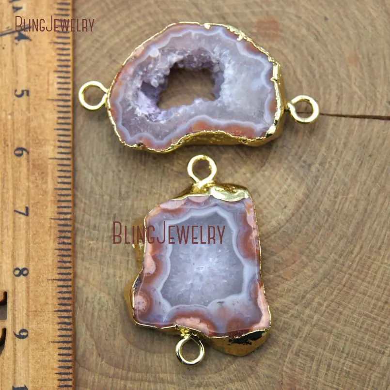 20190312-PC10143-Best Seller  Irregular Shape Ruby Red Agate Carnelian Gold Connector