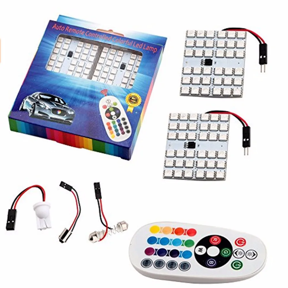 

T10 RGB 5050 36SMD Car Led Remote Control Rgb Car Led Panel Interior Auto lights Reading Dome Festoon BA9S Adapter DC 12V Light