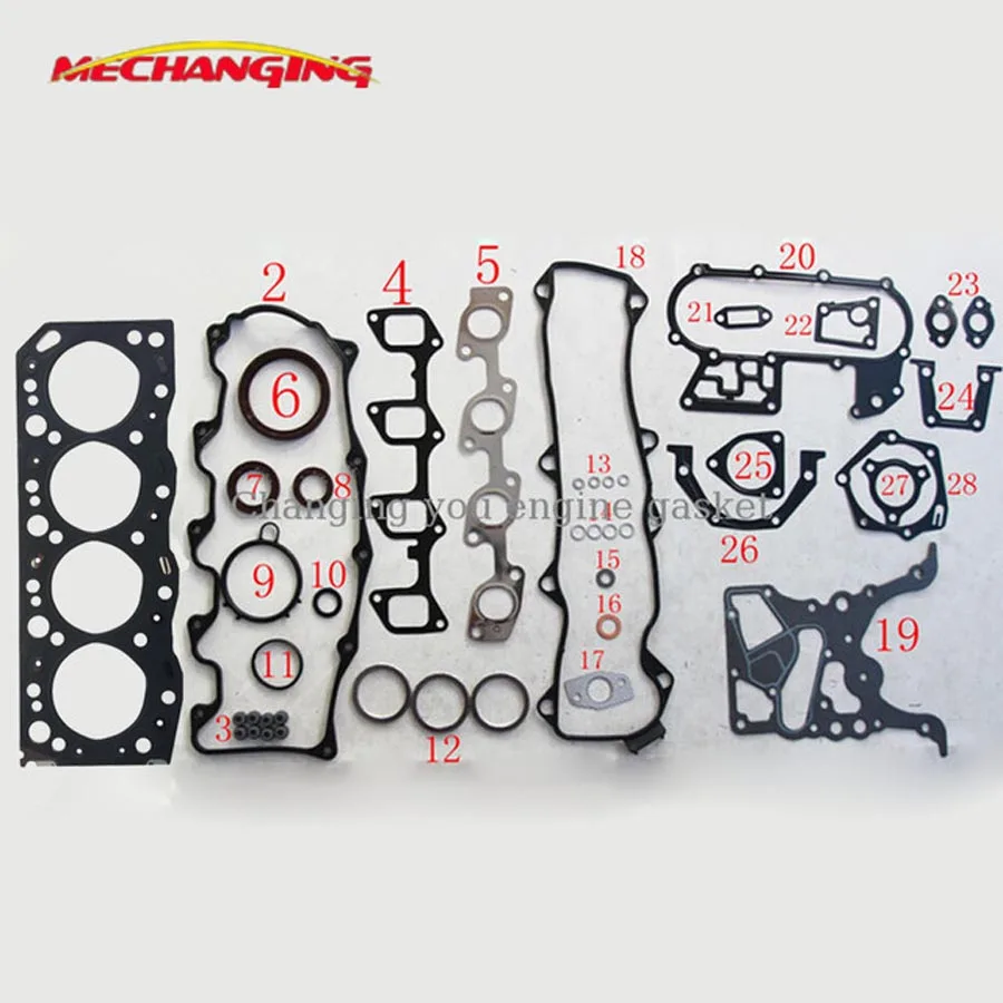 

customized LOGO FOR TOYOTA LAND CRUISER 4 RUNNER 2.4TD 2LT METAL Engine Parts Auto Parts Full Set Engine Gasket 04111-54040