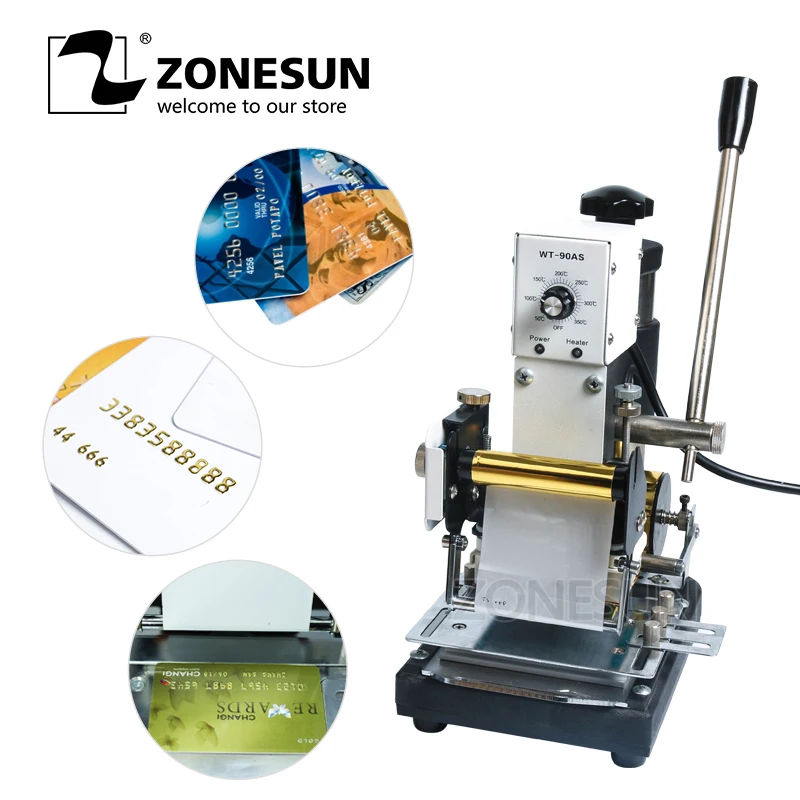 ZONESUN ПВХ карта бумажная Кожа Логотип Горячая фольга тиснение машина для тиснения