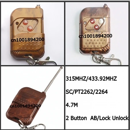RF Radio Remote Control Transmitter 315/433.92MHZ 2 Button AB / Lock Unlock SC/PT2262/2264 4.7M Push Case