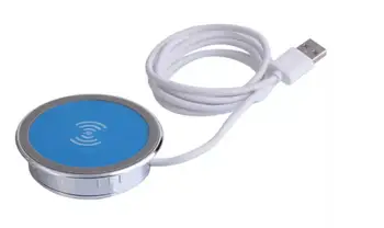 

2019 Office Round shape Qi Wireless Waterproof Desktop furniture module Charger for Smart Mobile Phone