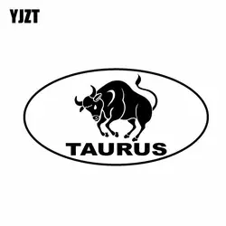 YJZT 14,8 см * 7,9 см TAURUS Овальный виниловая наклейка автомобиля Стикеры зодиака гороскоп черный, серебристый цвет C10-01587