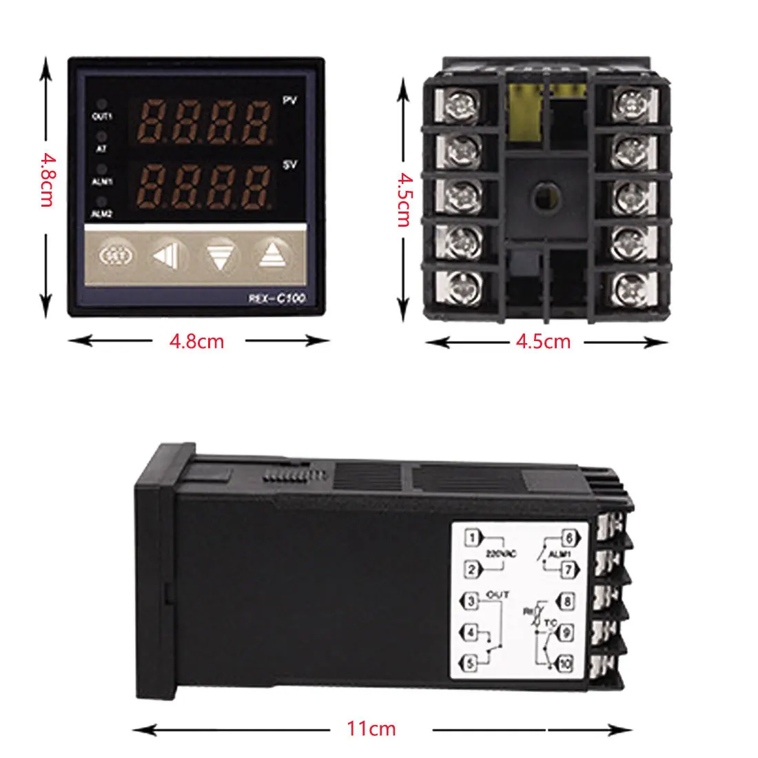 ЖК цифровой 220 В PID контроллер температуры+ Max 40A SSR+ K термопара PID контроллер Набор REX-C100