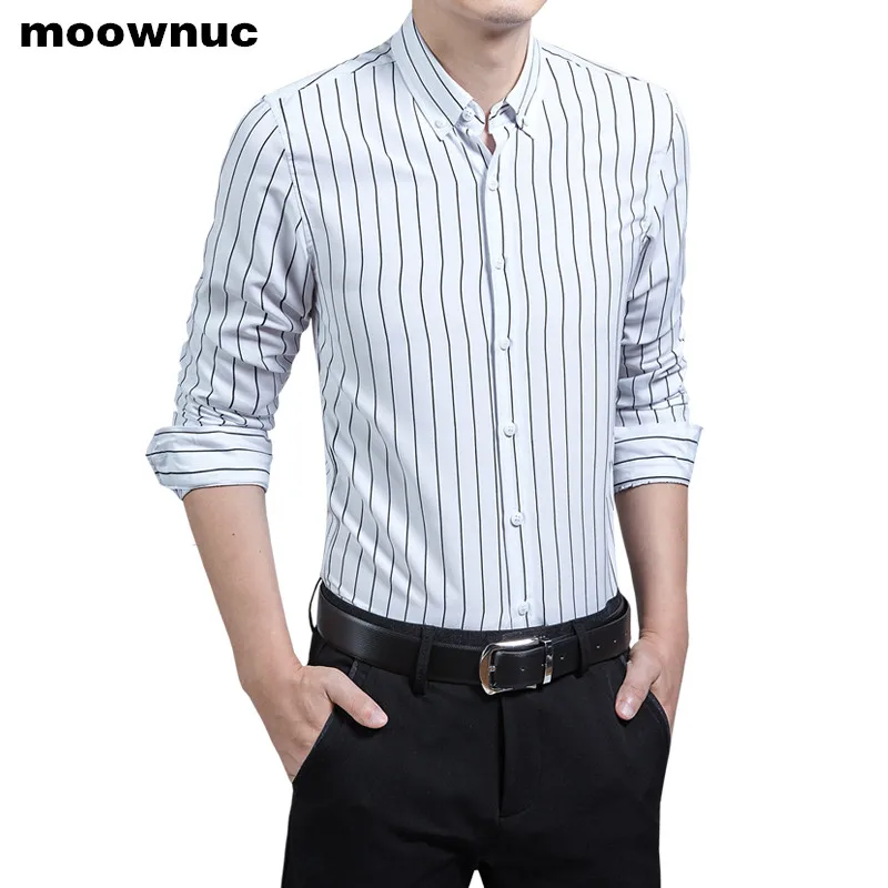 

2019 Mens long sleeves stripe Shirts Cotton Casual Business Shirts men Turn-down Collar Shirt men's Slim Fit Fashion Shirt