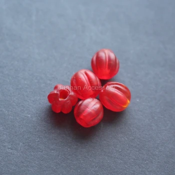 

30Pieces /lot 8mm Glass lampwork beads pumpkin Beads Clear Red Color for jewelry &DIY