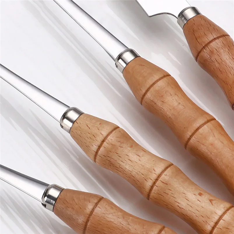 1PC Creative Bamboo Wooden Handle Stainless Steel Upscale Cutlery Fork Spoon Kitchen Tool Utensilio De Cozinha Criativos 40JUL89