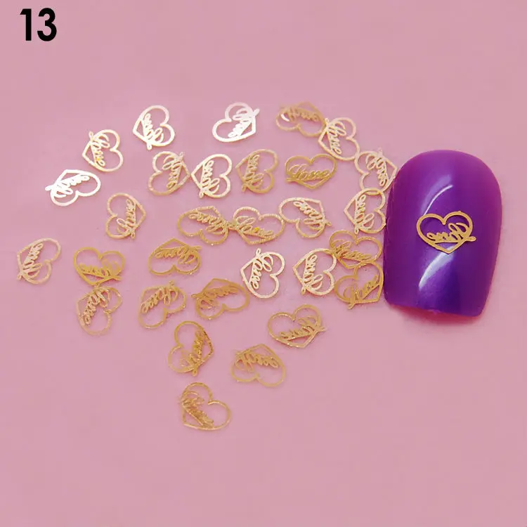 

800pcs/bag Golden Heart Metal slice DIY Design Nail Art Tips Craft Cell Phone Case Decorations