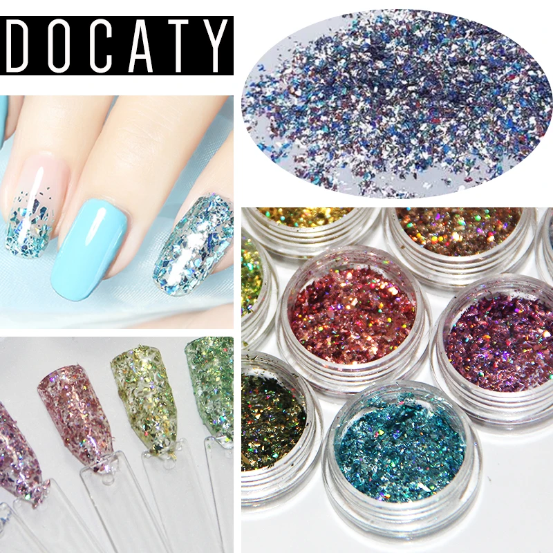 

Docaty 12 Colors 1 Box/g Aurora Glitter Sequins Powder Decoration SUPER SHINING EFFECT 3D Nail Art Chrome Pigment Nail Glitter