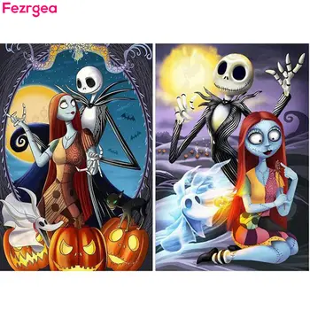 

Fezrgea 5d Diy Diamond Painting Jack Halloween Skulls Diamond Painting Cross Stitch Picture Embroidery Kit Mosaic Home Decor