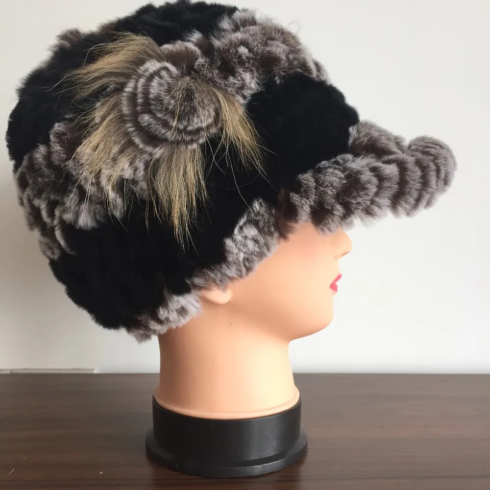Женская натуральная шапка из меха кролика рекс для женщин модная брендовая вязаная меховая шапка DAH413