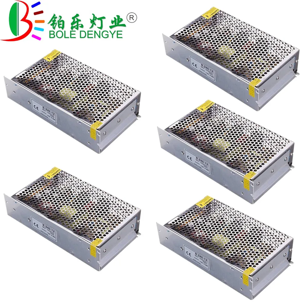 

BOLEDEGNYE 5pcs 12V 20A Switching Power Supply AC 220V to DC 12V Low Voltage Transformer 240W LED Driver For LED Strip CCTV