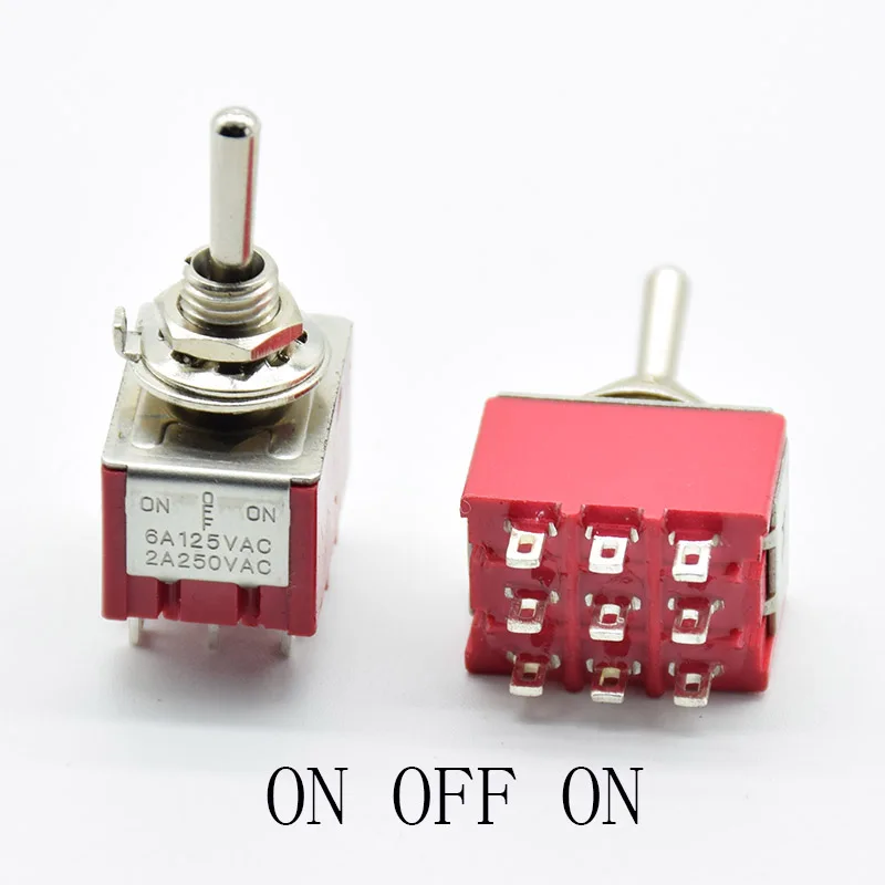 Interrupteur à Bascule SPDT Uxcell 12 Broches - Lot De 4, Rouge, 250V/2A, Pour électronique