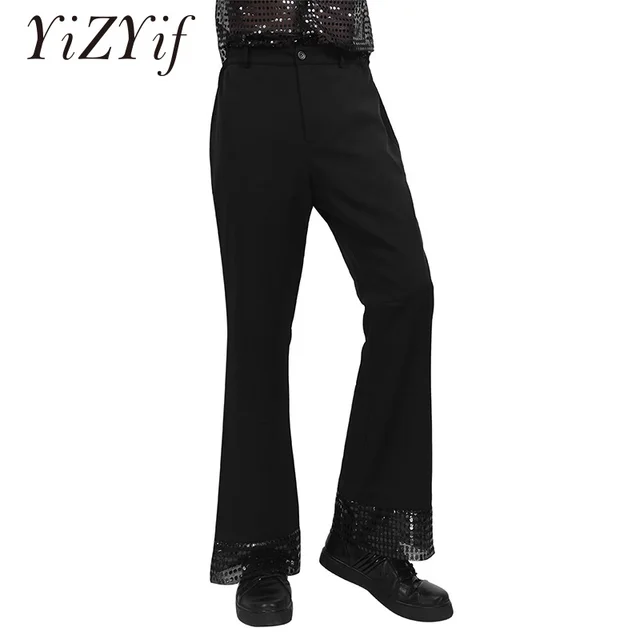 Black Professional mens Disco Dance Pants Mens Ballroom Dance Pants