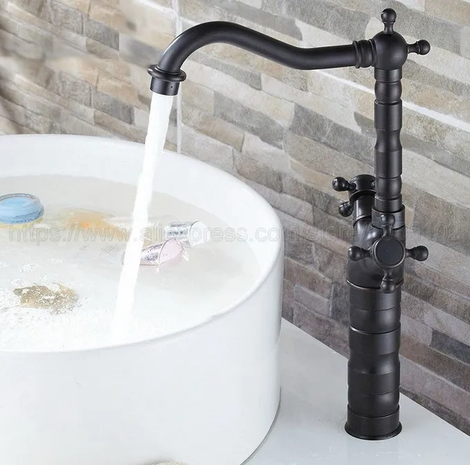 Basin Faucets Oil Rubbed Bronze Bathroom Sink Faucet Double Cross Handle Bath kitchen Mixer Hot and Cold Tap znf021