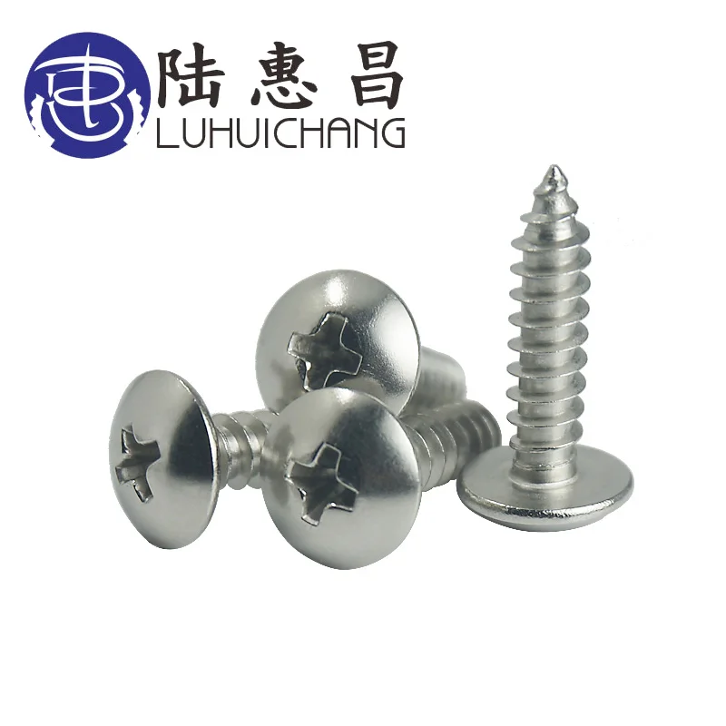 

luchang free shipping m3*30 304 stainless steel large flat head self tapping screw round head phillips truss mushroom screws