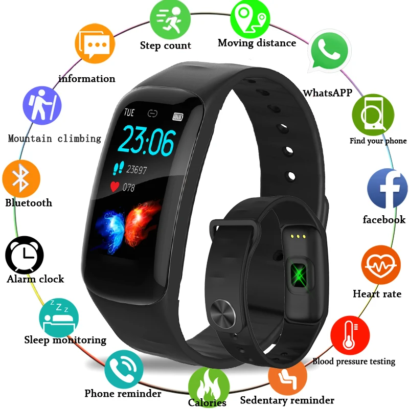 

BANGWEI Smart Wristband Color 1.14" Touchscreen Swim Posture Detect Heart Rate Sleep Snap sports mode smart watch men women