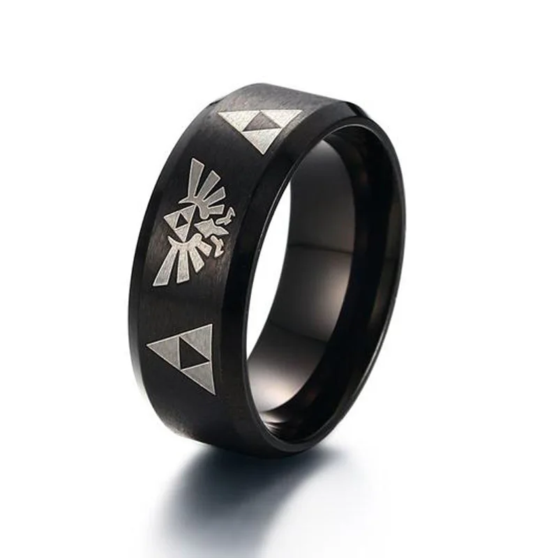 Мужская легенда о Зельде Triforce выгравированное кольцо синего цвета из нержавеющей стали обручальное мужское Ювелирное кольцо Anel Alliance - Цвет основного камня: R-004B-11