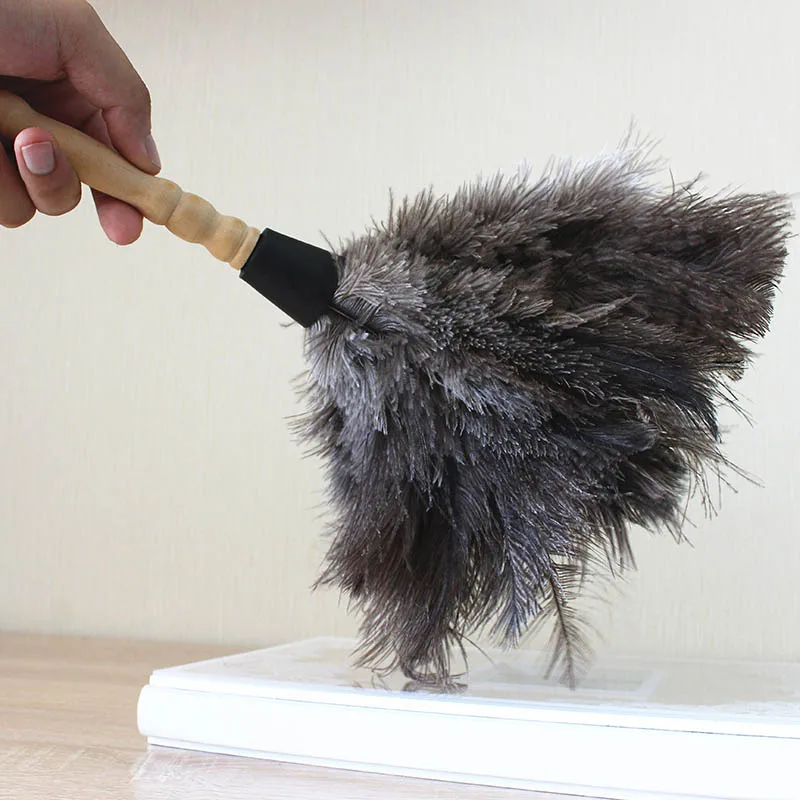 

Feather Fur Brush Duster Dust Cleaning Tool Wooden Handle Anti-static Soft For Home Dropshipping FAS