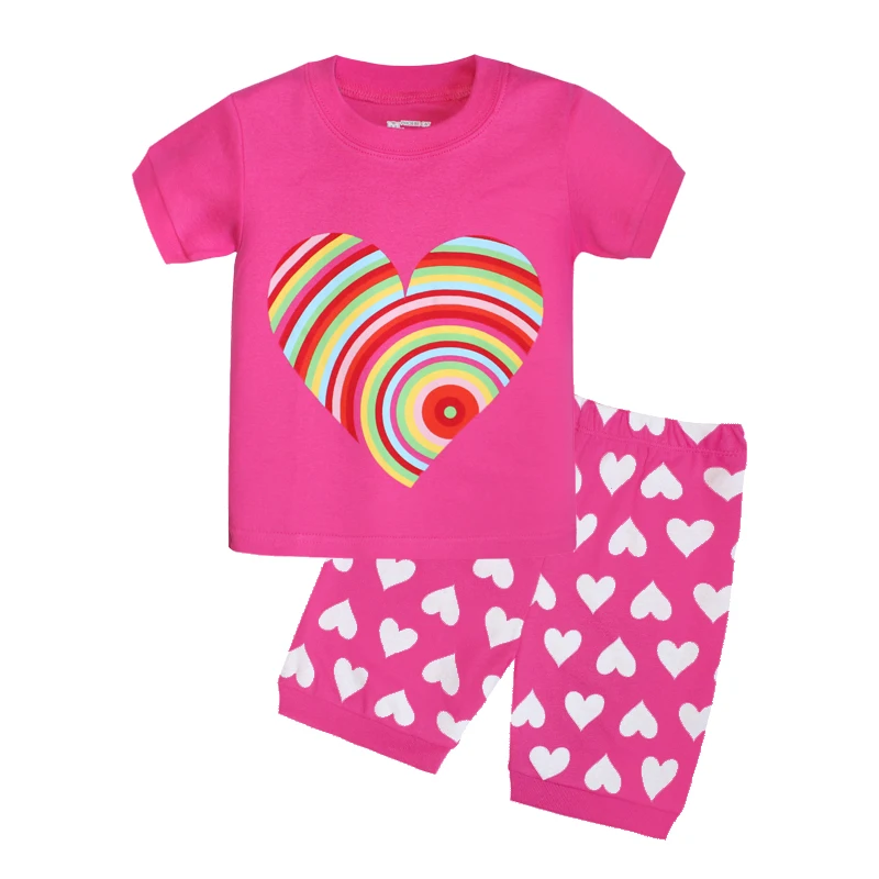 2017 Summer Kids Pajamas Baby Cutest Girls Sleepwear Short Sleeve