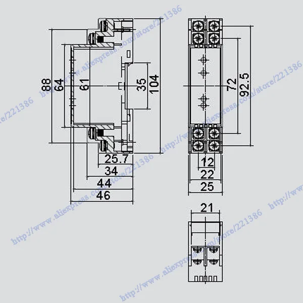 103*45.5*25mm industrial boxes electrical box abs plastic enclosure standard din rail enclosure control box DIN rail mounitng