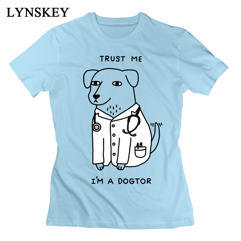 LYNSKEY Women T-Shirt Fashion Leisure Tops Tees Summer/Autumn Cotton O Neck Short Sleeve Crazy Dogtor Tee Shirt Top Quality pink