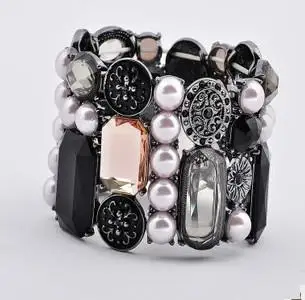 

fashion pearls stretchy bracelets bangle pink black