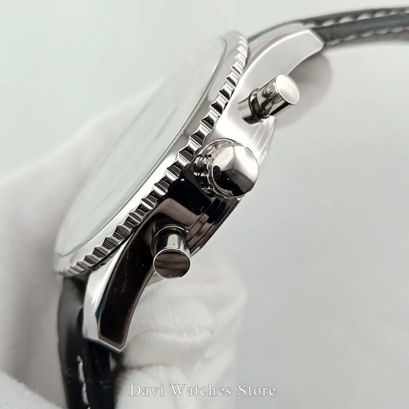 Corgeut хронограф мужские часы 46,5 мм Светящиеся ручной полированный стальной корпус кварцевый механизм