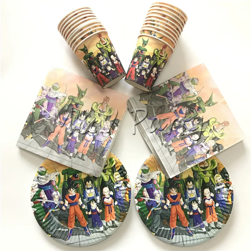 

80pcs/lot Dragon Ball Theme Disposable Tableware Set Cup Plates Napkins Set Baby Shower Party Decoration Supplies
